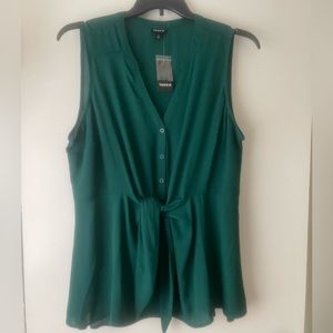 TORRID PEPLUM GEORGETTE BUTTON-FRONT TIE-FRONT BLOUSE NWT Size 1